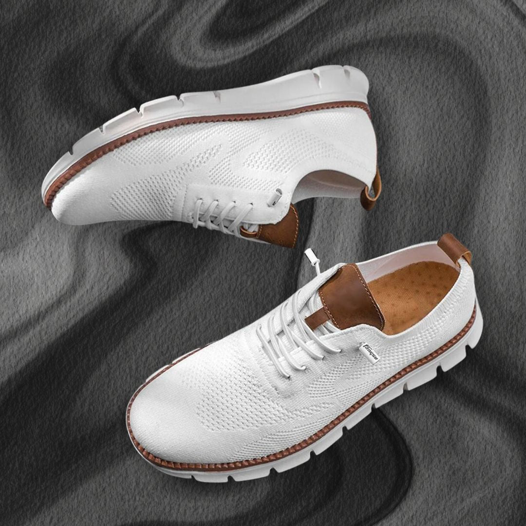 Men's White Lace-Up Sneakers
