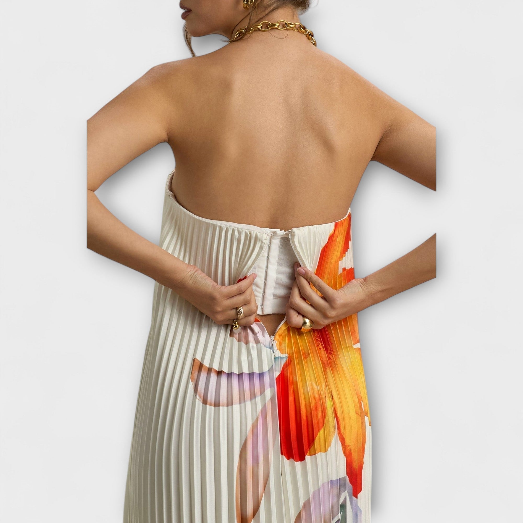 Sweetheart Maxi Dress In Orange Floral