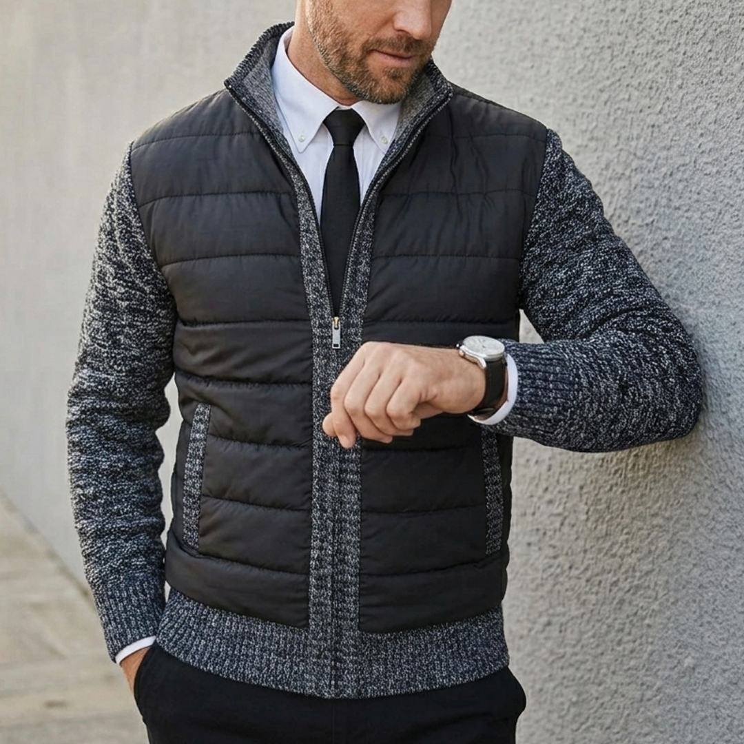 Men's Zip Cardigan – Ribbed Knit, Regular Fit