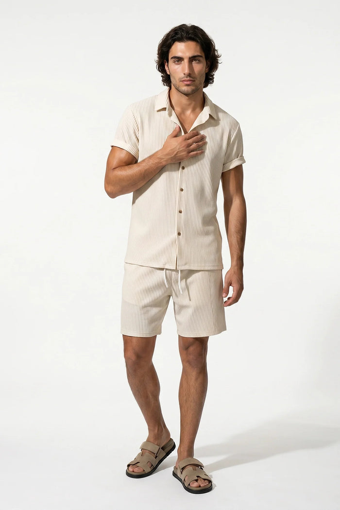 Men's Linen Look Shirt & Shorts Set – Relaxed Summer Fit