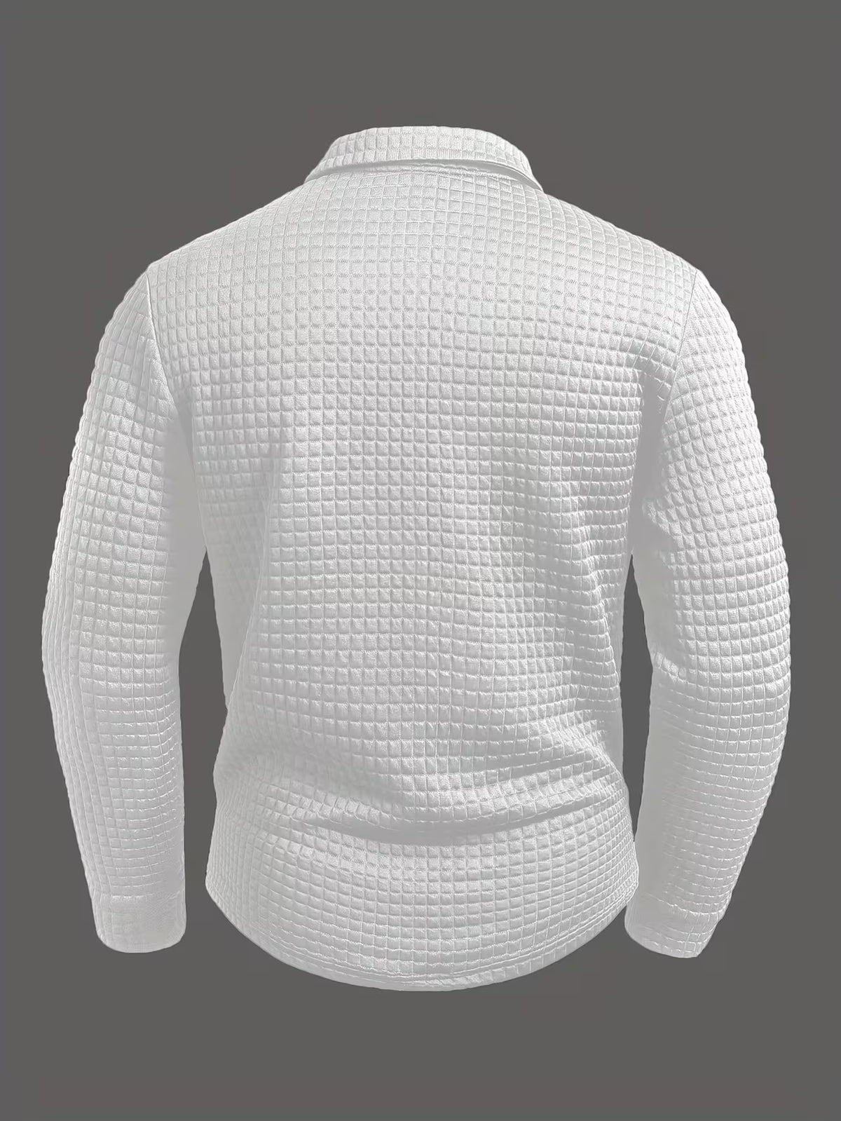 Men's Grid Print Shirt – Textured Long Sleeve, Lapel Collar