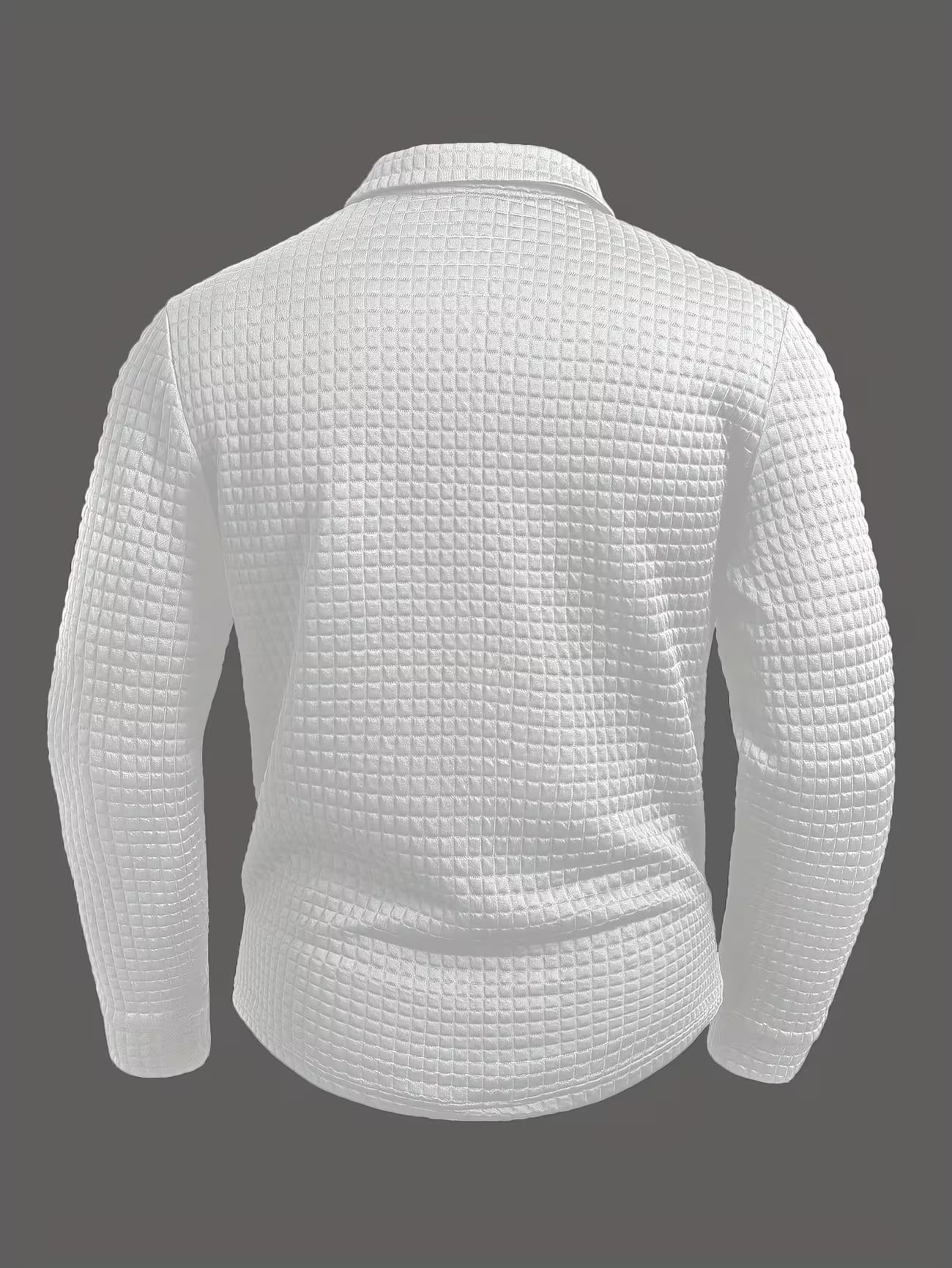 Men's Textured Grid Print Long Sleeve Lapel Shirt