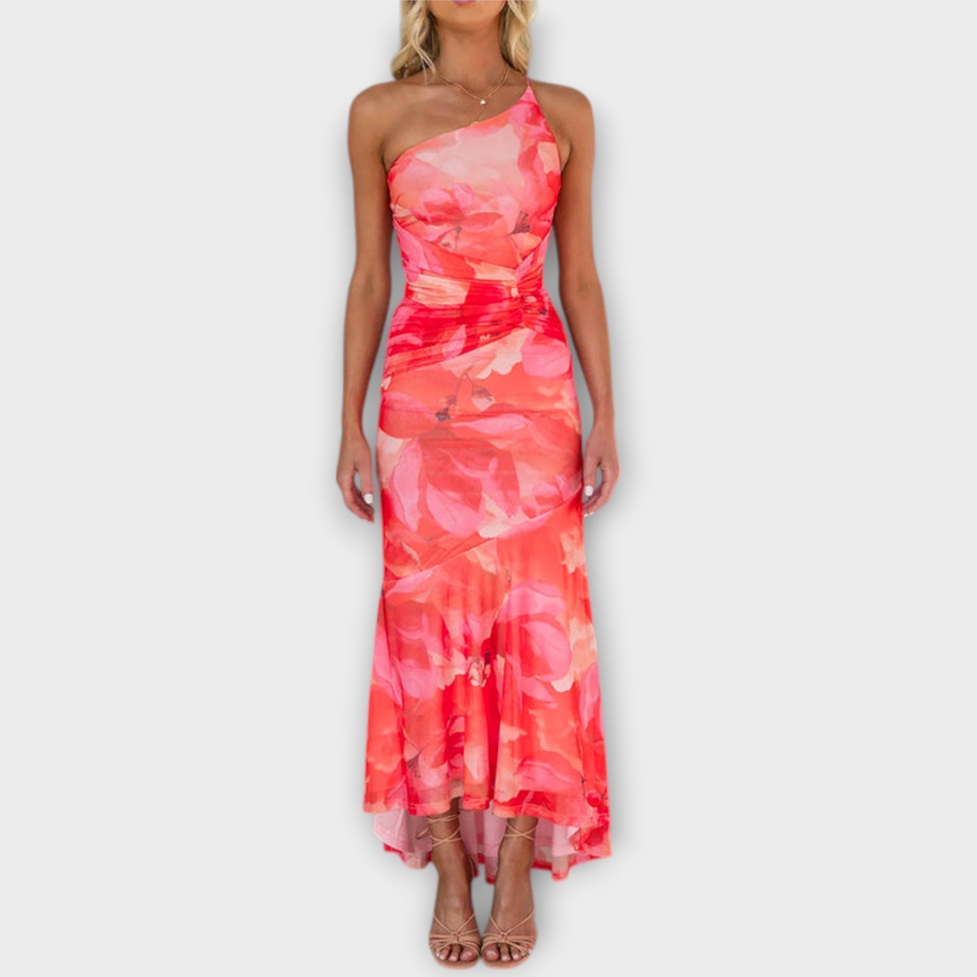 Maxi Dress With Asymmetrical Ruching