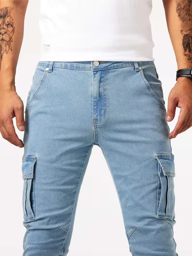 Men's Stretch Denim Cargo Trousers