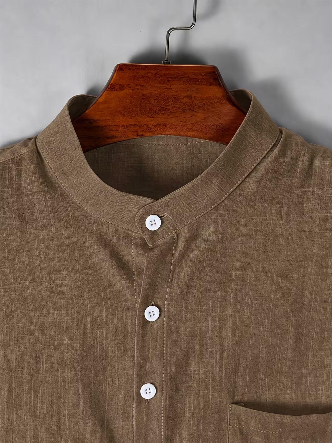 Men's Cotton Stand Collar Button Shirt