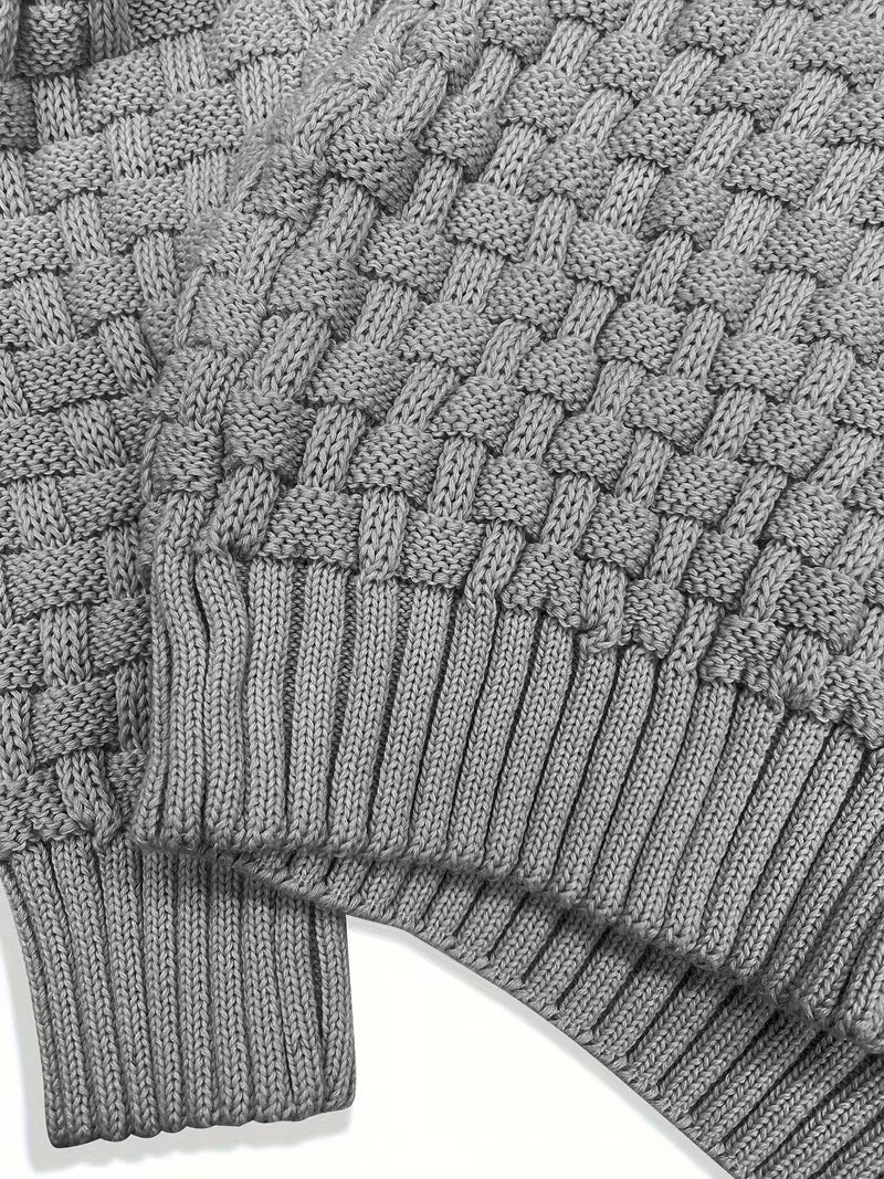 Men's Waffle Knit Button Front Casual Sweater Shirt