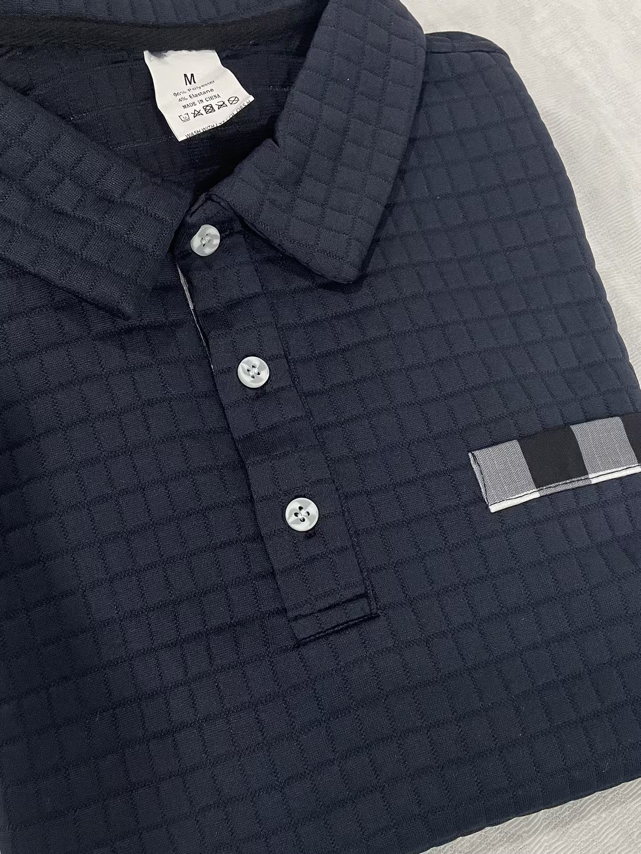Men's Textured Grid Print Long Sleeve Lapel Shirt