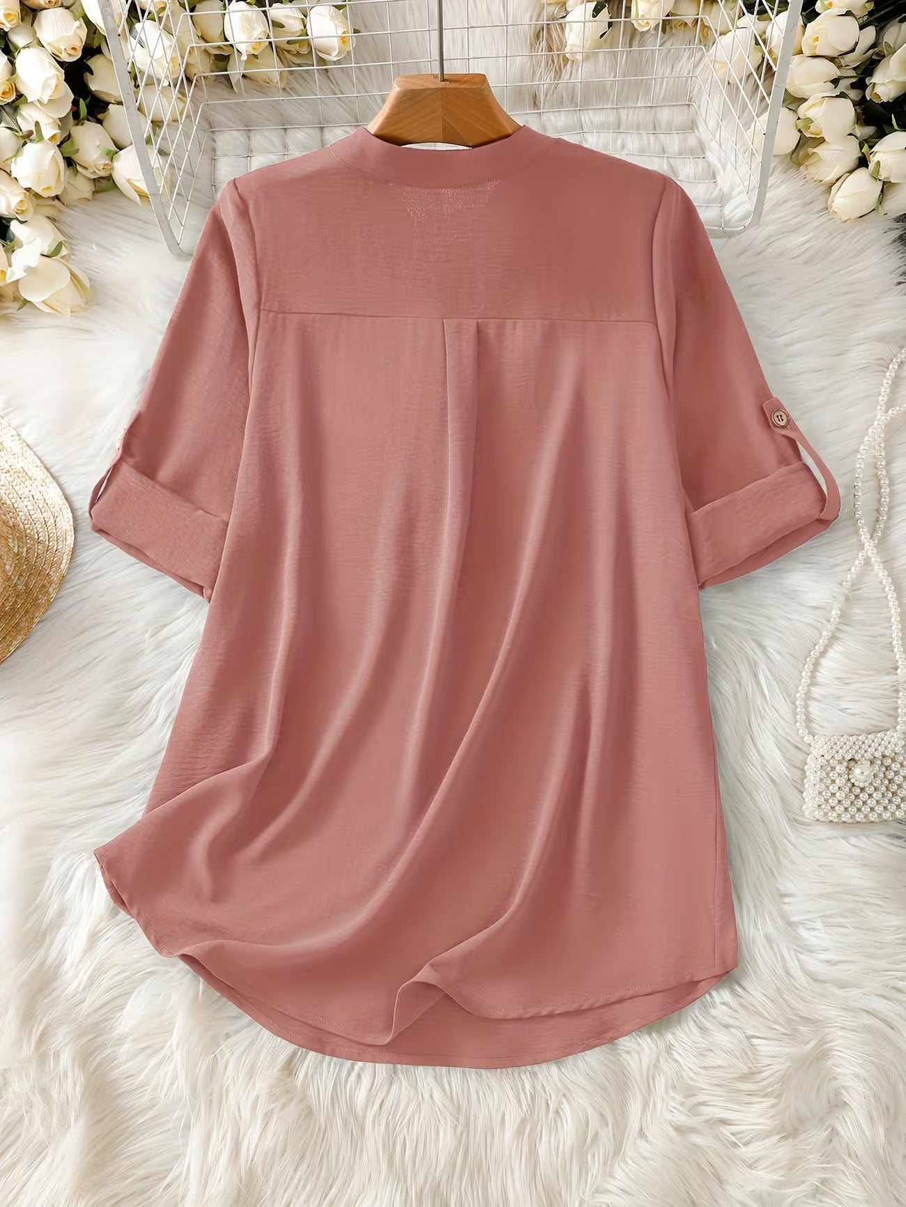 Women's Relaxed Short Sleeve Solid Color Shirt