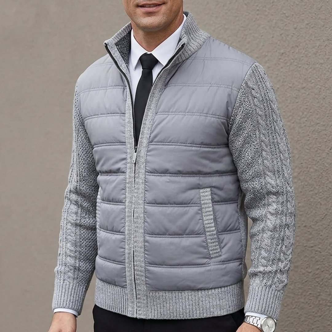 Men's Zip Cardigan – Ribbed Knit, Regular Fit