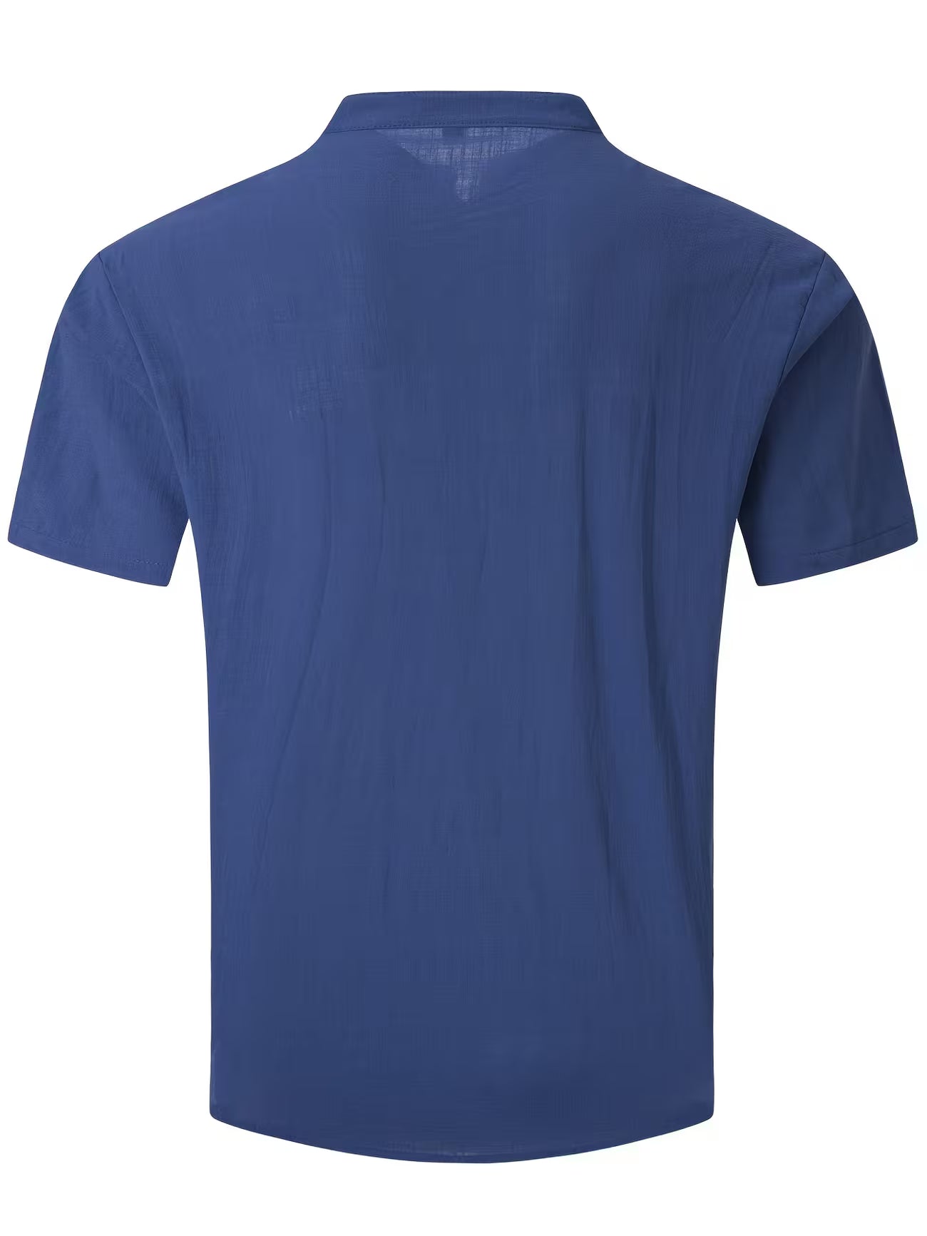 Mens Linen Stand Collar Short Sleeve Shirt