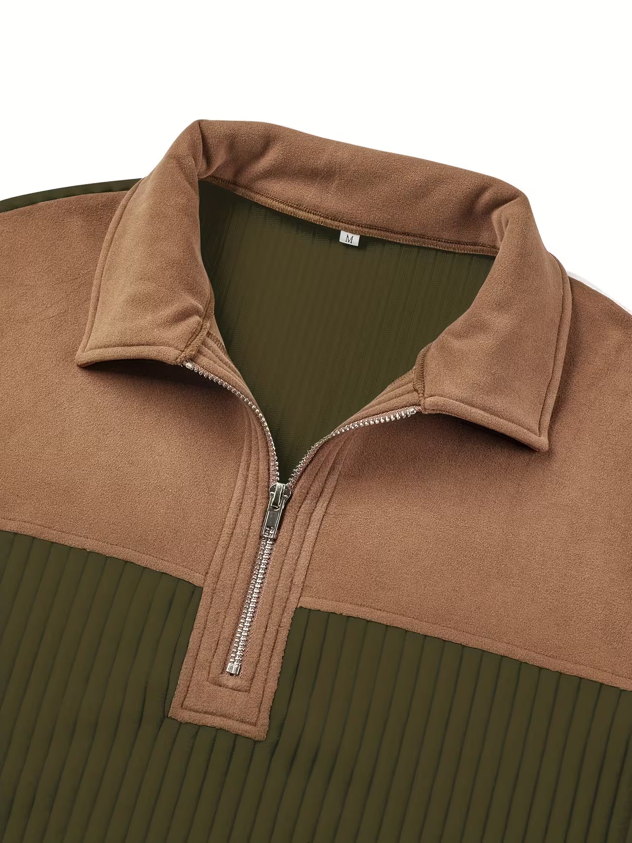 Men's Color Block Stand Collar Pullover Sweater Shirt