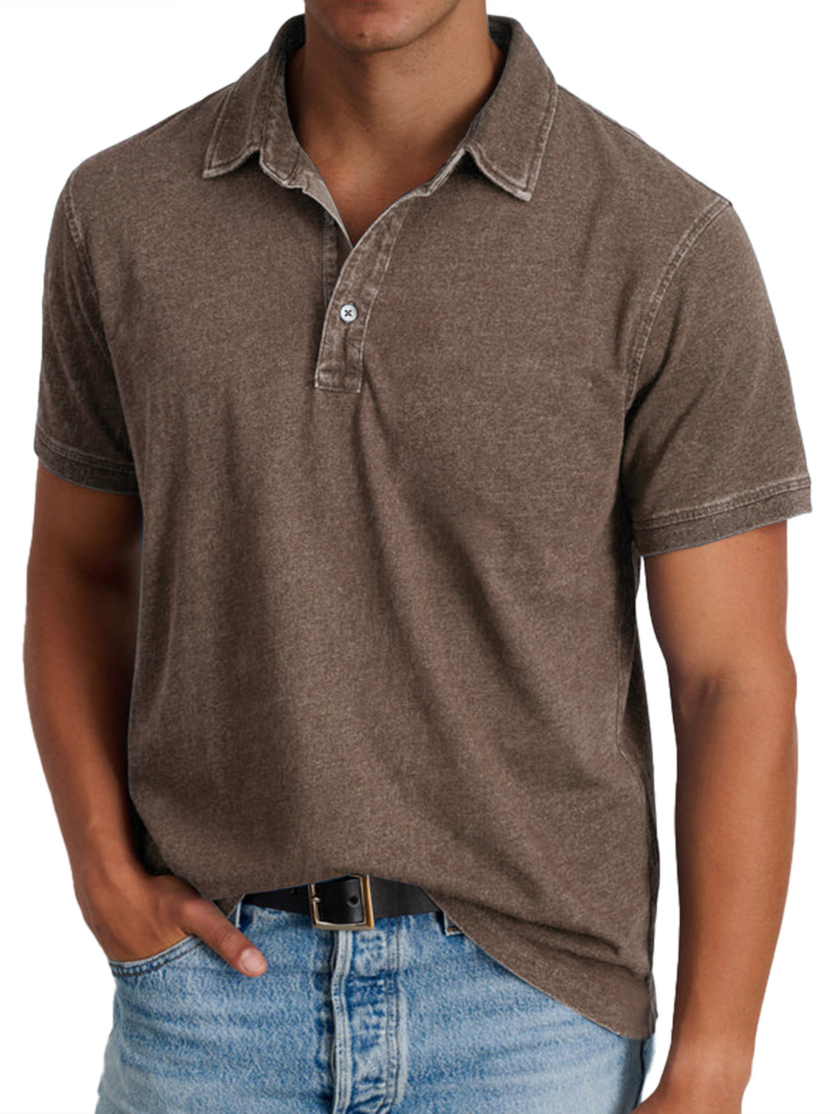 Men's Blue Denim Polo Shirt