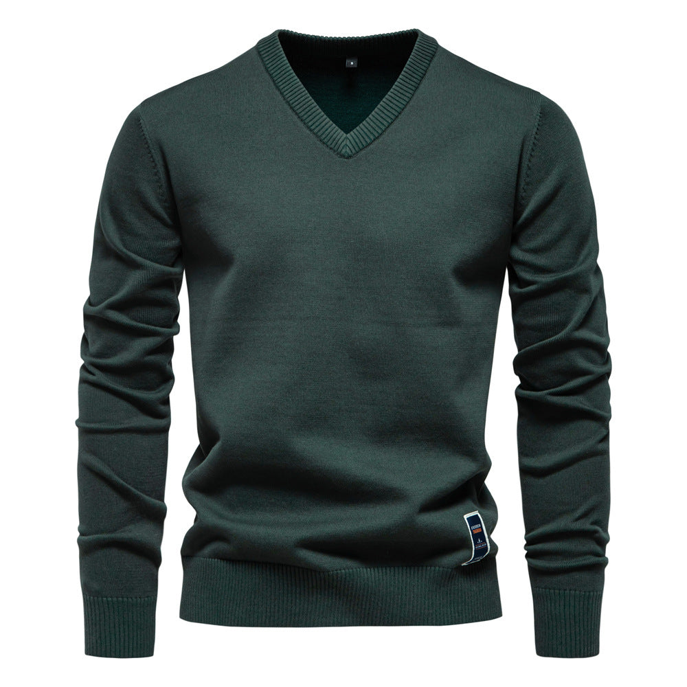 Men's Wool Blend V-Neck Jumper – Classic Knit