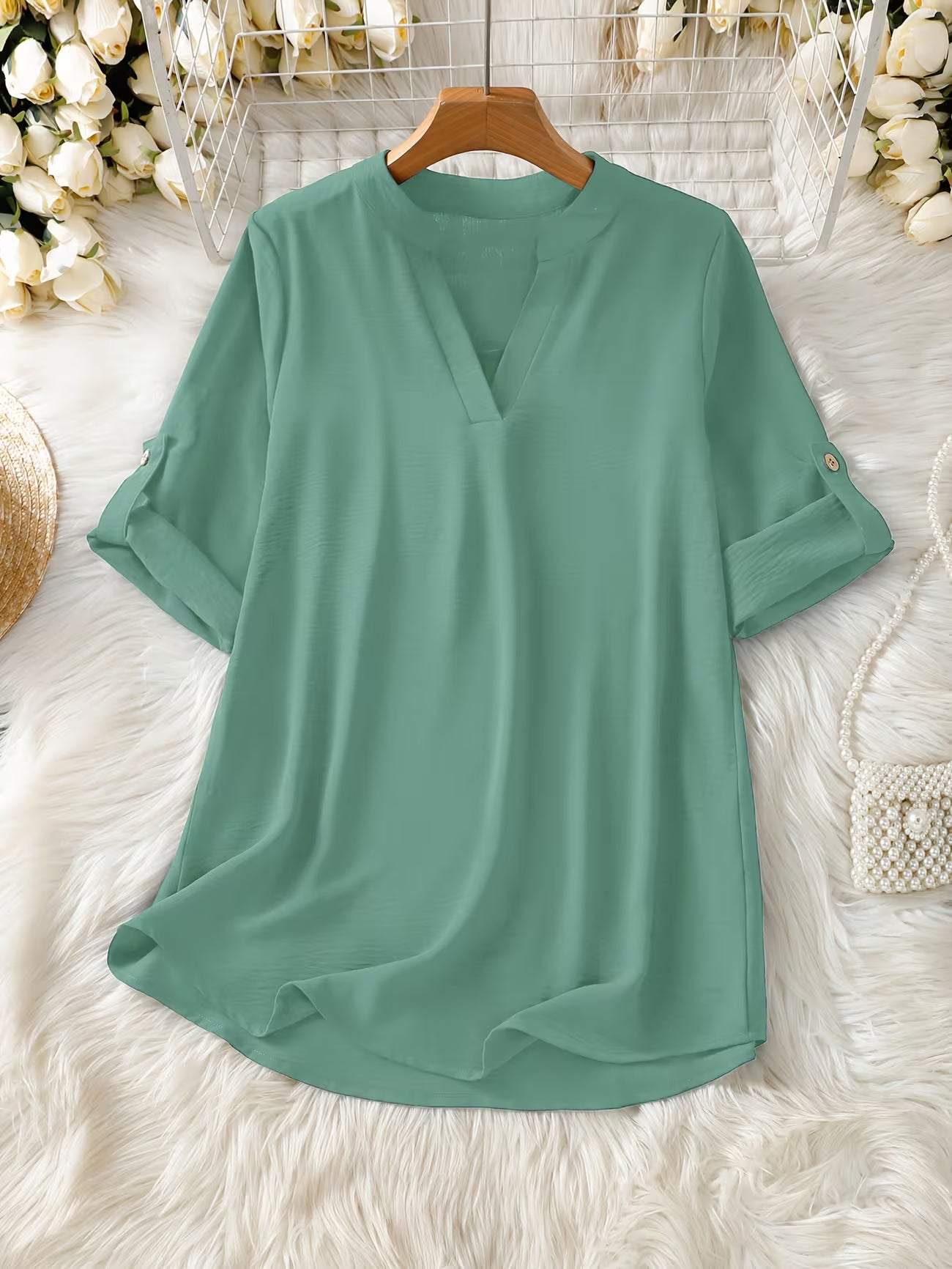 Women's Relaxed Short Sleeve Solid Color Shirt