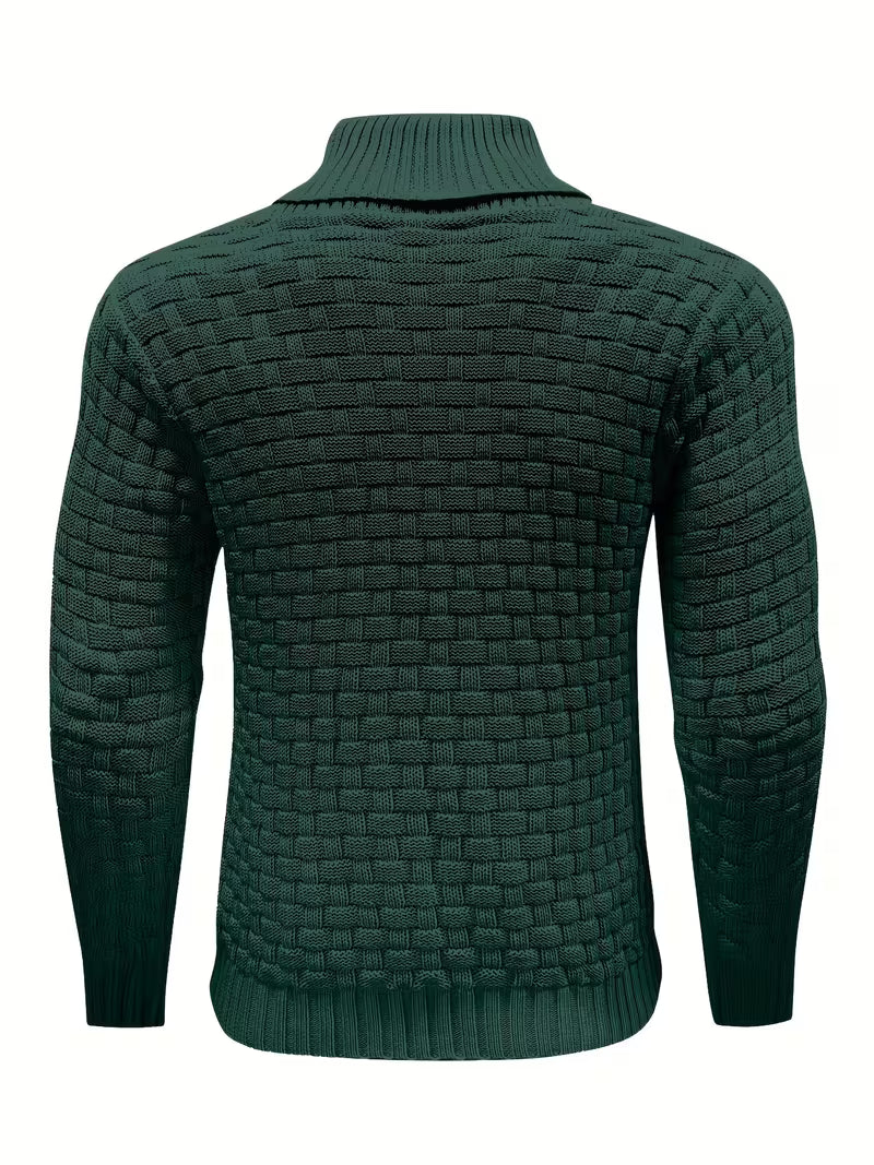 Men's Waffle Knit Button Front Casual Sweater Shirt