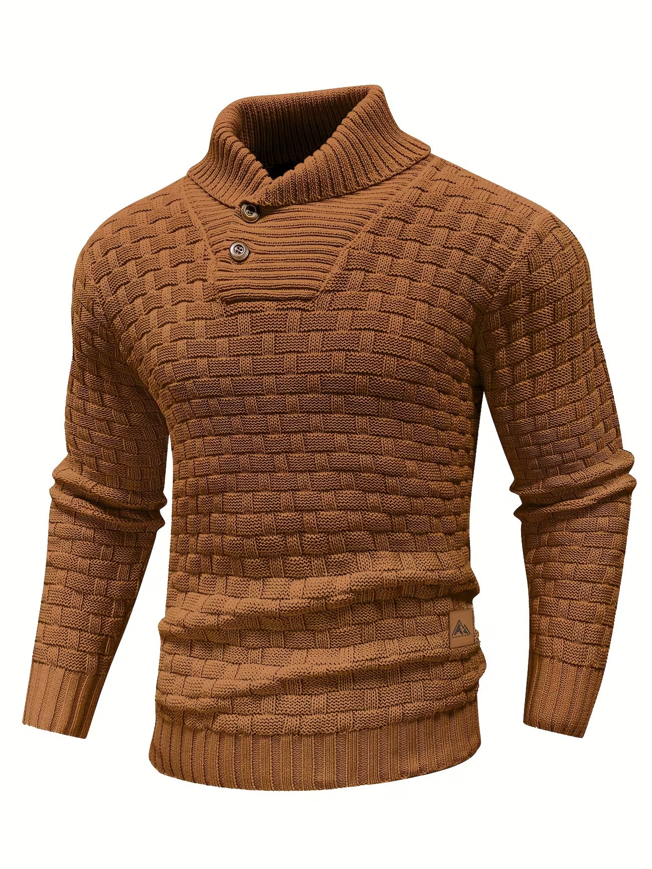 Men's Waffle Knit Button Front Casual Sweater Shirt