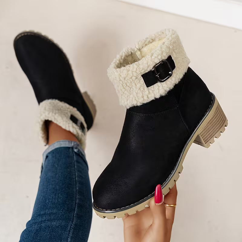 Women’s Black Round-toe Zip Ankle Boots Footwear