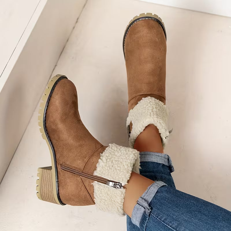 Women’s Black Round-toe Zip Ankle Boots Footwear