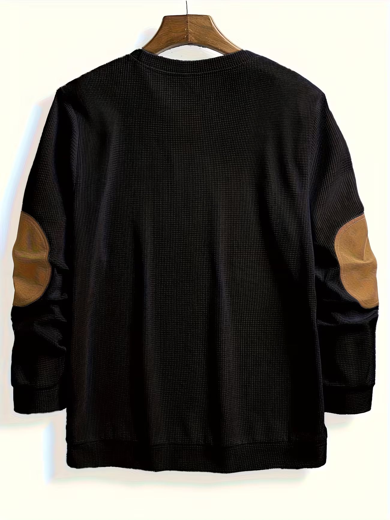 Men's Color Block Waffle Knit Crewneck Sweatshirt