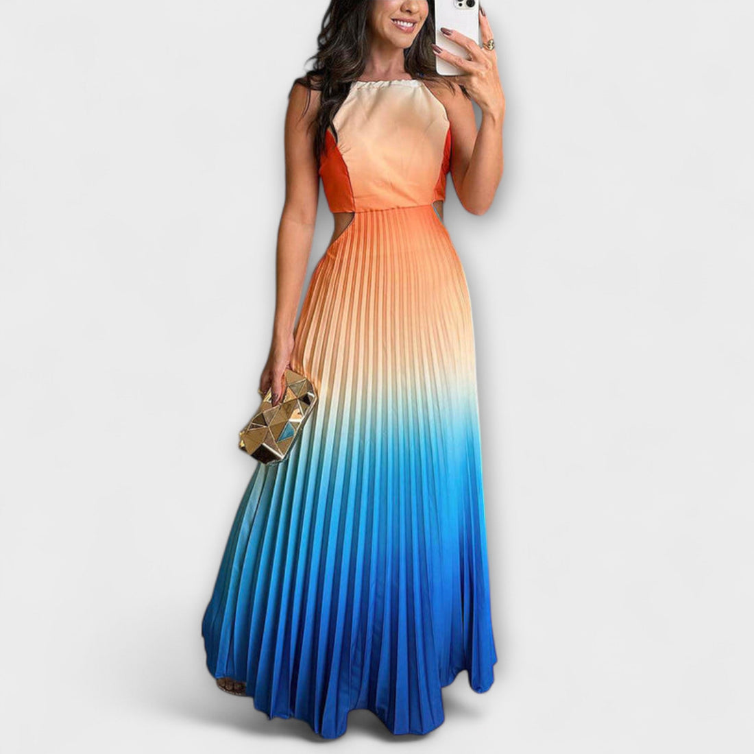 Stylish Backless Tie-Dye Maxi Dress
