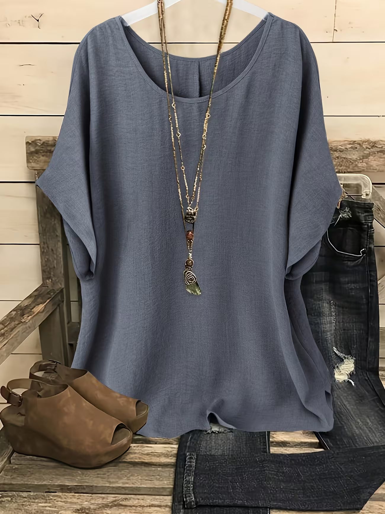 Women's Relaxed Fit Summer Short Sleeve Top Shirt