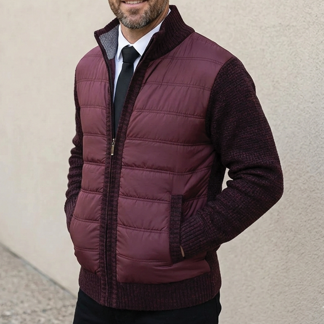 Men's Zip Cardigan – Ribbed Knit, Regular Fit