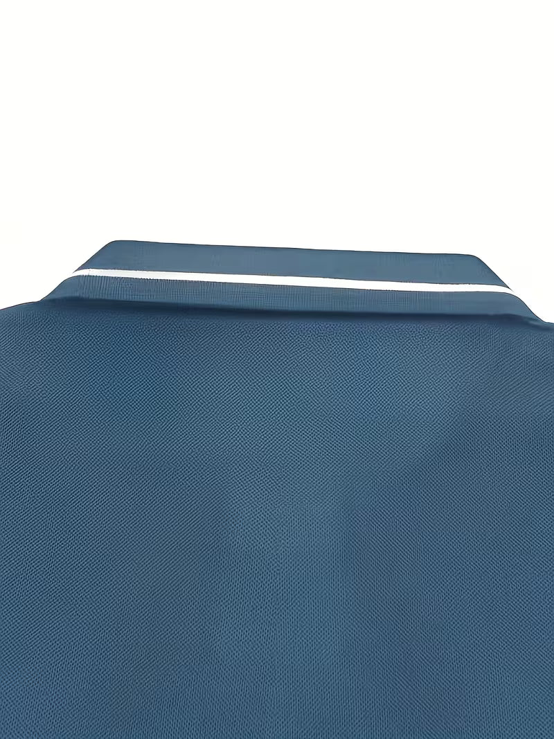 Men's Long Sleeve Rib-detail Stretch Golf Shirt