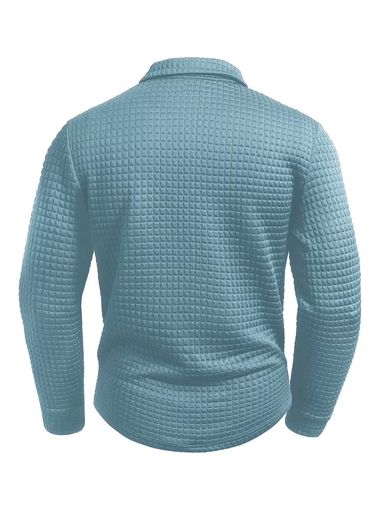 Men's Textured Grid Print Long Sleeve Lapel Shirt