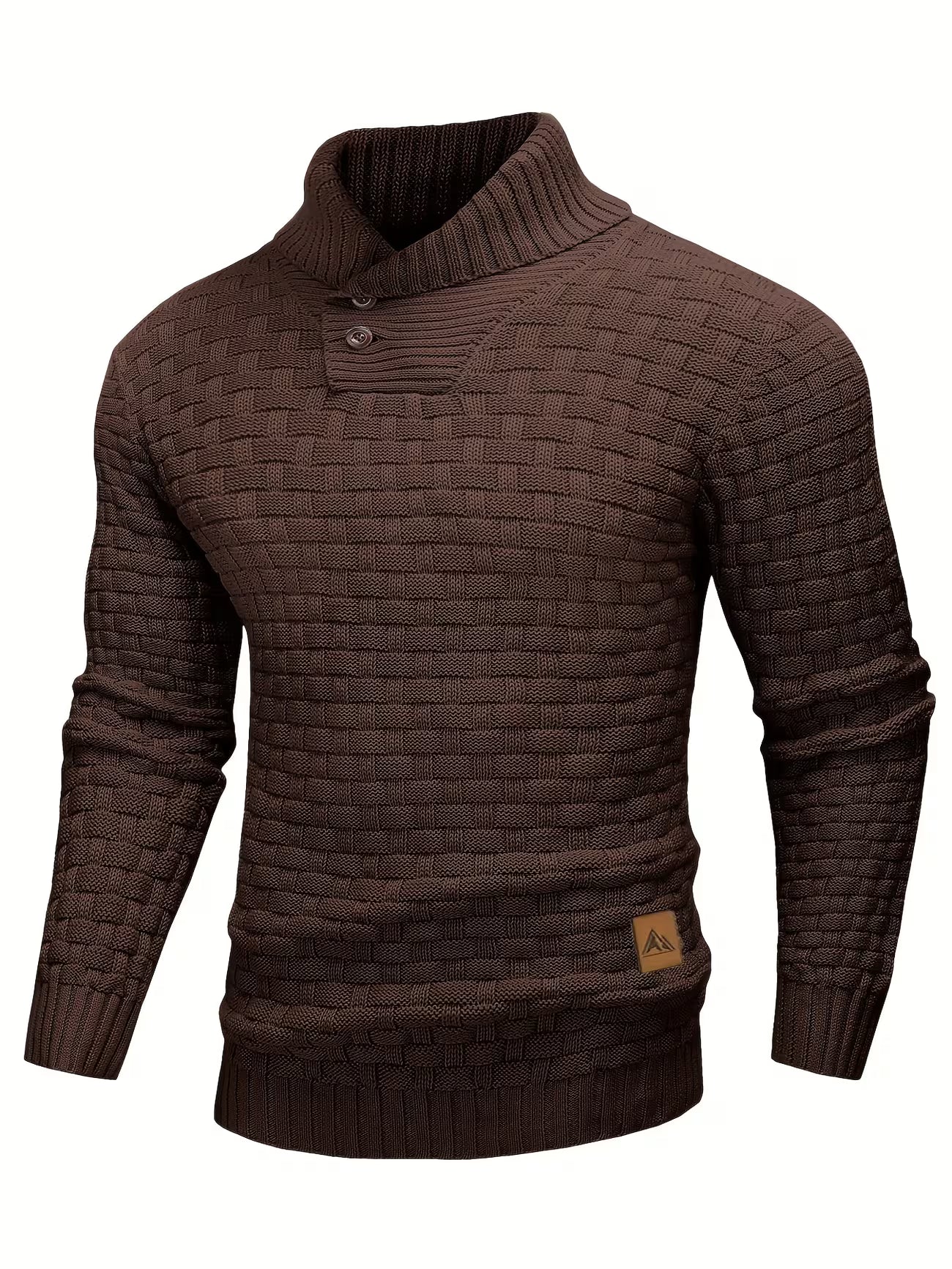 Men's Waffle Knit Button Front Casual Sweater Shirt