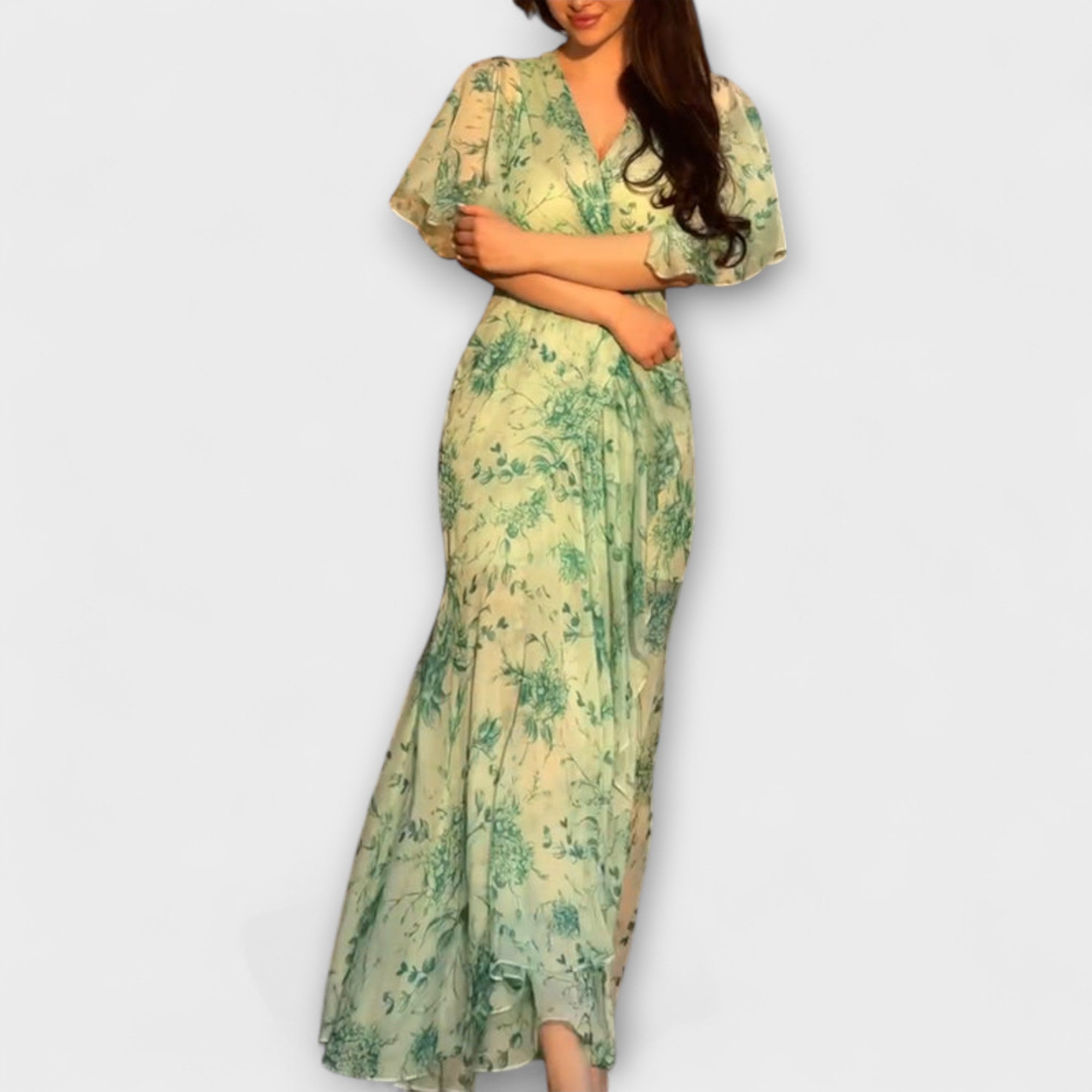 Stylish Floral V-Neck Dress