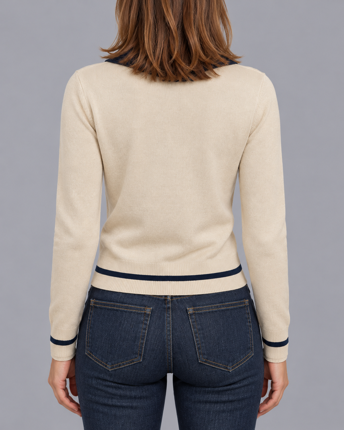 Women's Longsleeve Collar Polo Jumper | Sweater with V-Neck