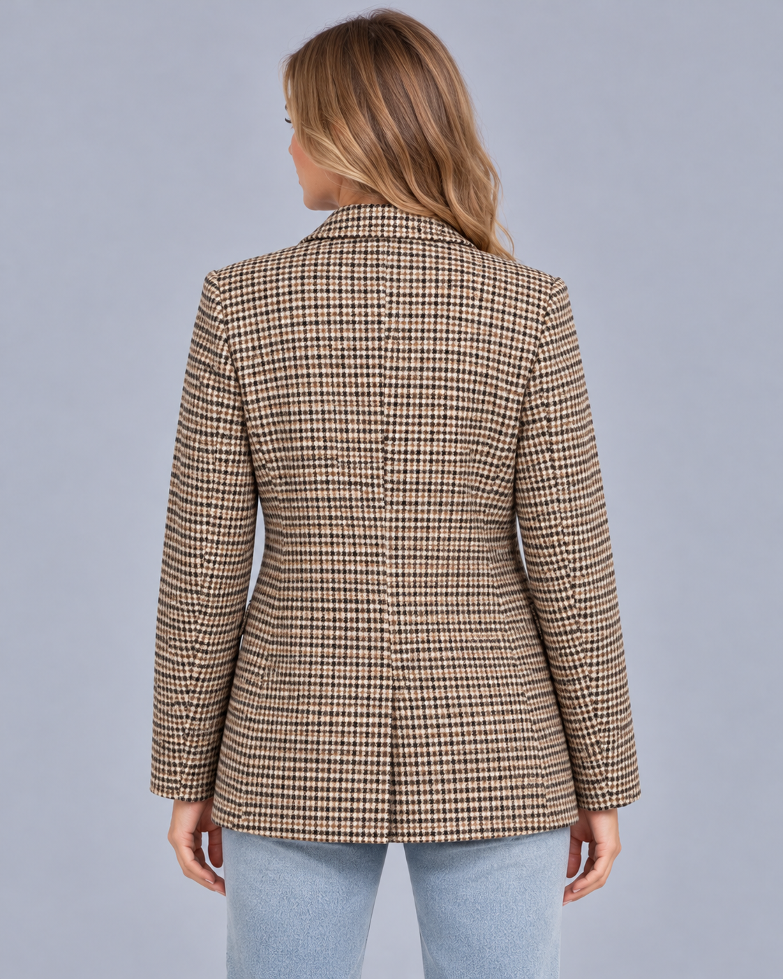 Women's Double-Breasted Check Blazer