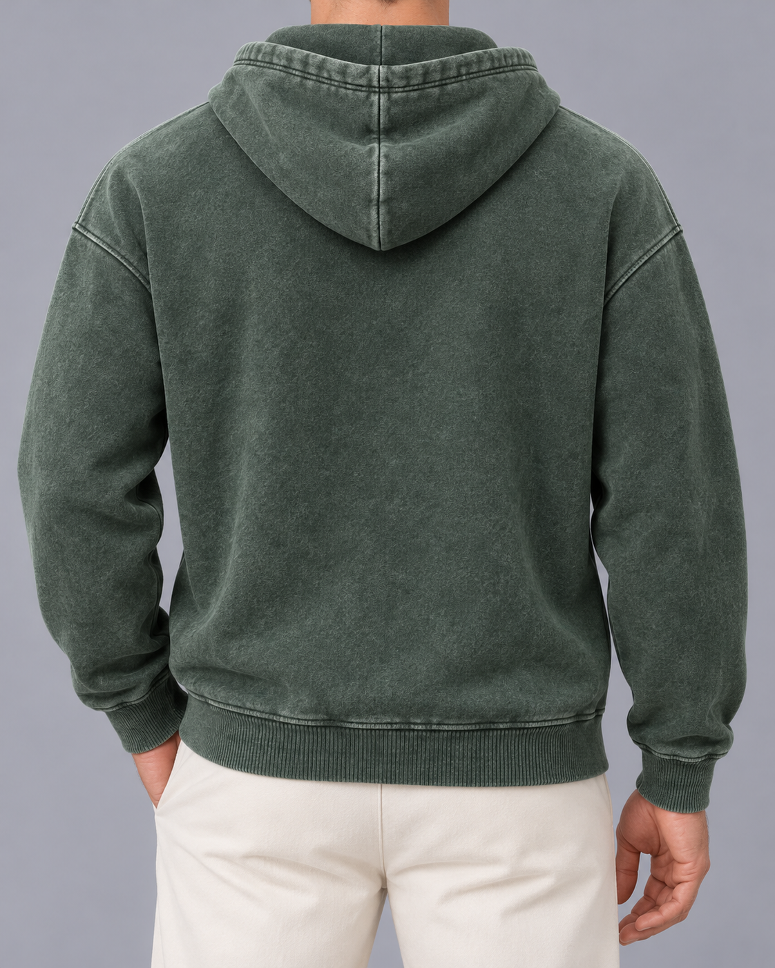 Men's Oversized Zip-Up Hoodie | Washed Fleece Full-Zip Sweatshirt