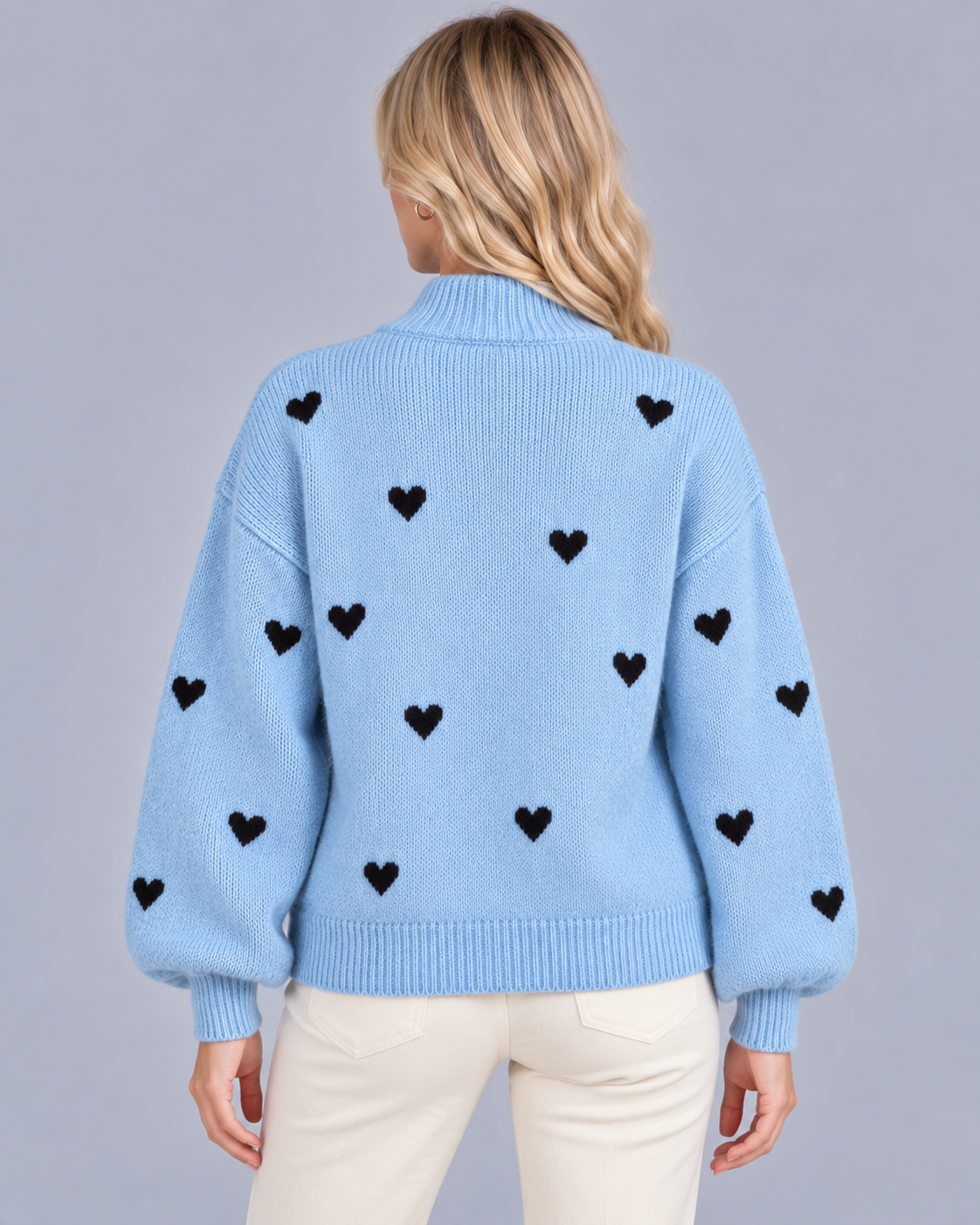 Women's High Neck Heart Jumper