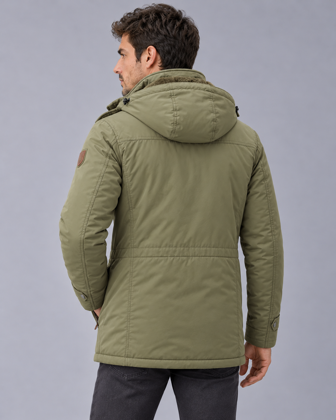 Men's Hooded Winter Parka with Pockets