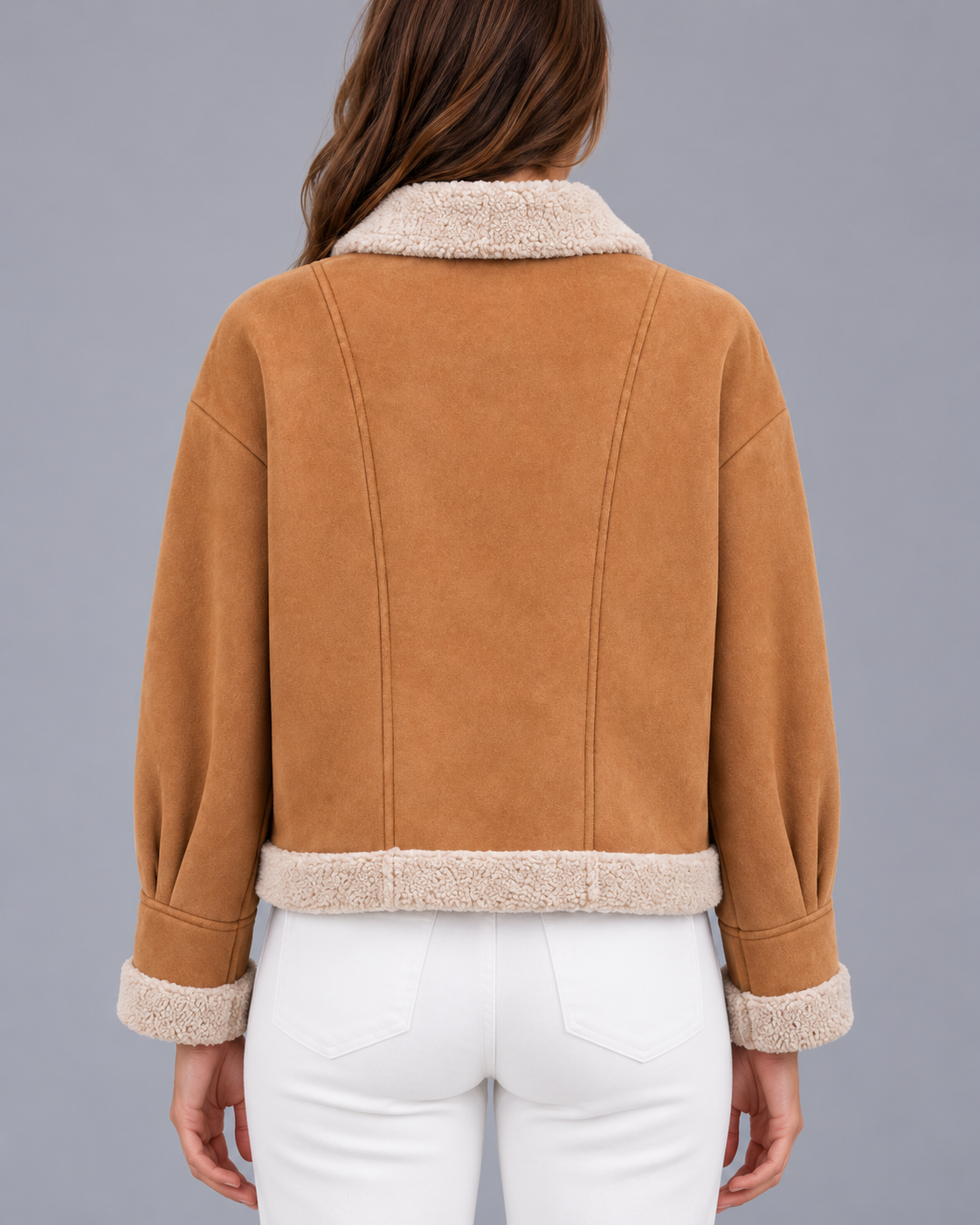 Women's Suede-Look Teddy Coat – Lapel Collar, Relaxed Fit