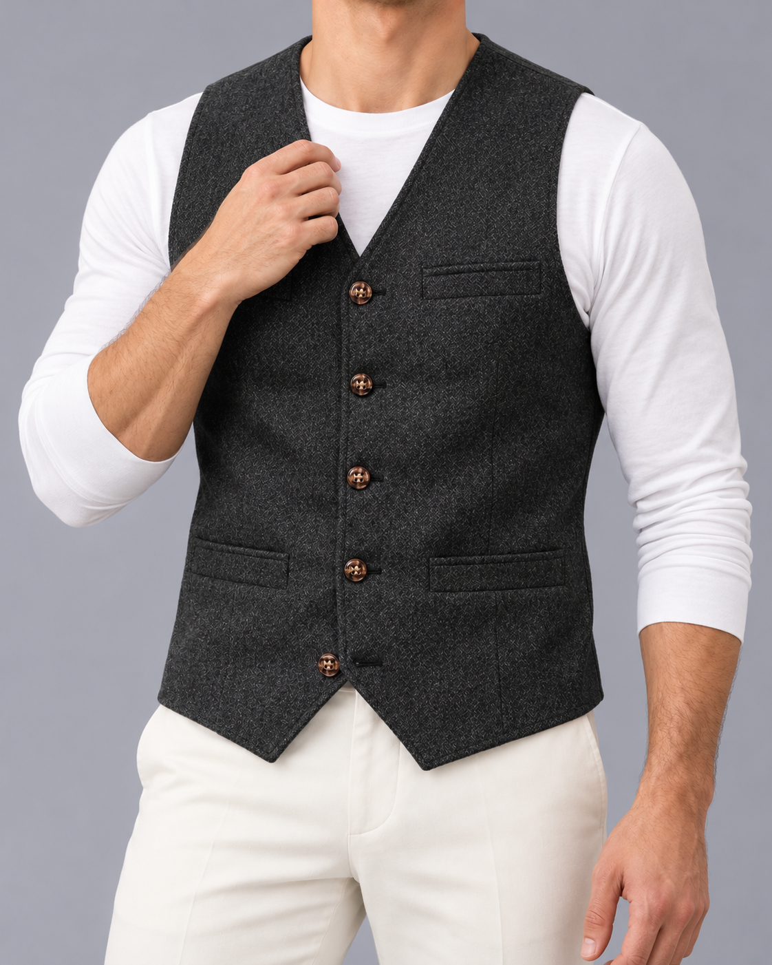 Men's Denim Gilet – Slim Fit, Button Front