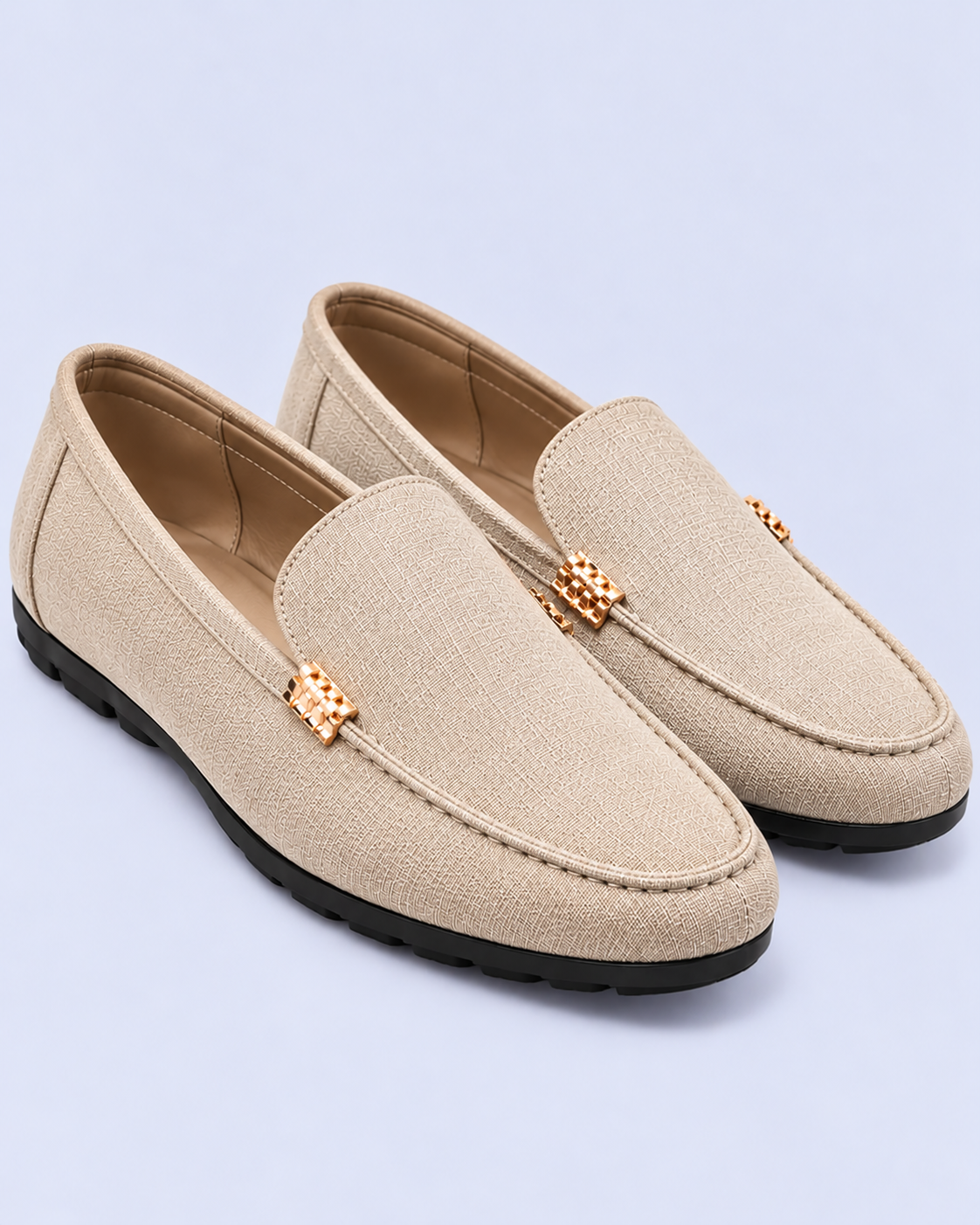 Men's Canvas Slip-On Loafers with Metal Detail