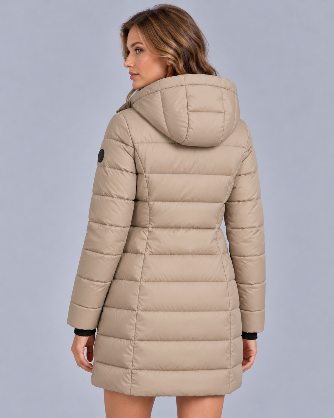 Women's Hooded Puffer Jacket with Zip Front