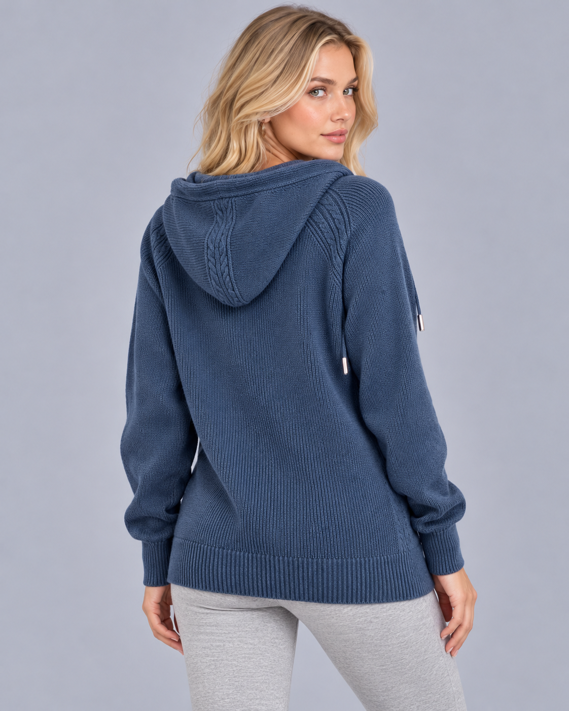 Women's Cable Knit Zip Up Hoodie