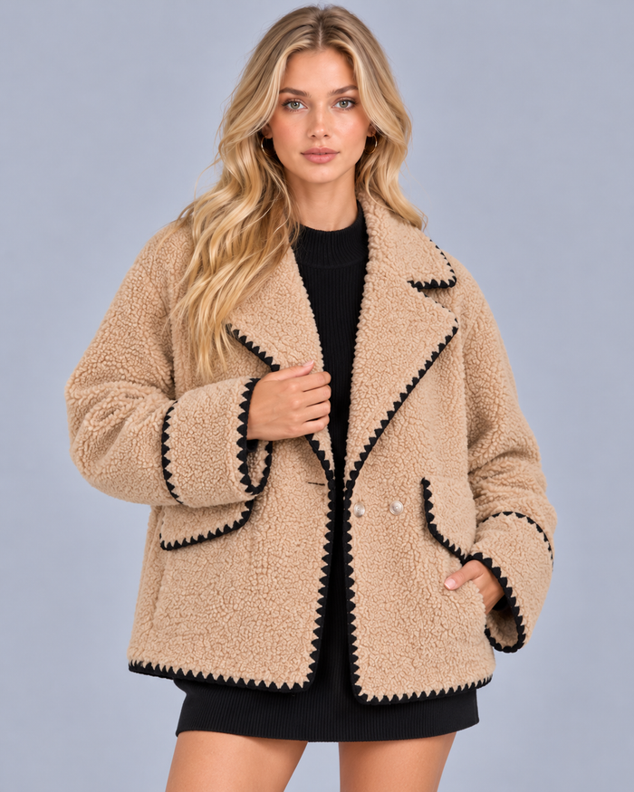Women's Teddy Fleece Jacket – Open Front, Relaxed Fit