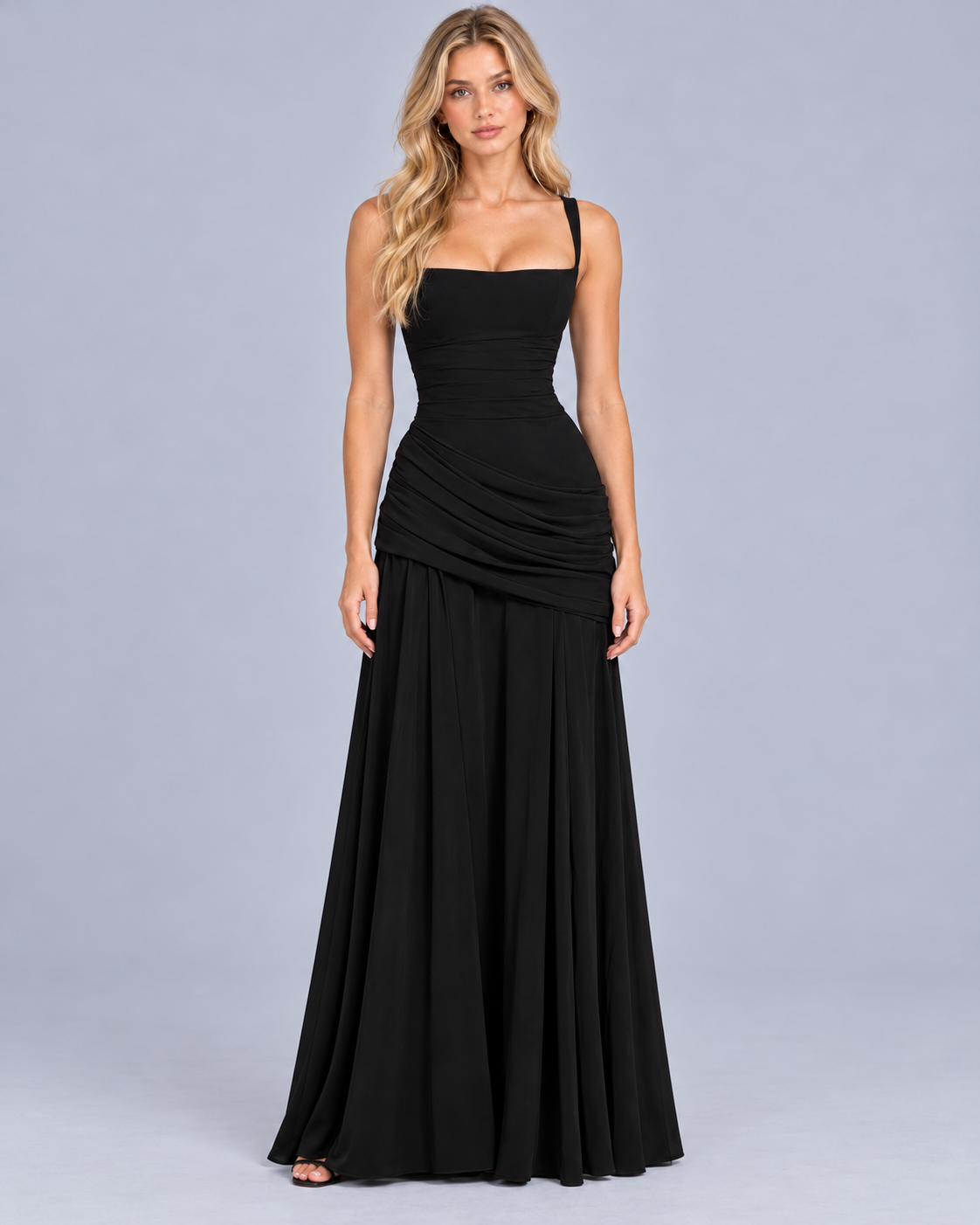 Women's Corset Maxi Dress with Draped Hip
