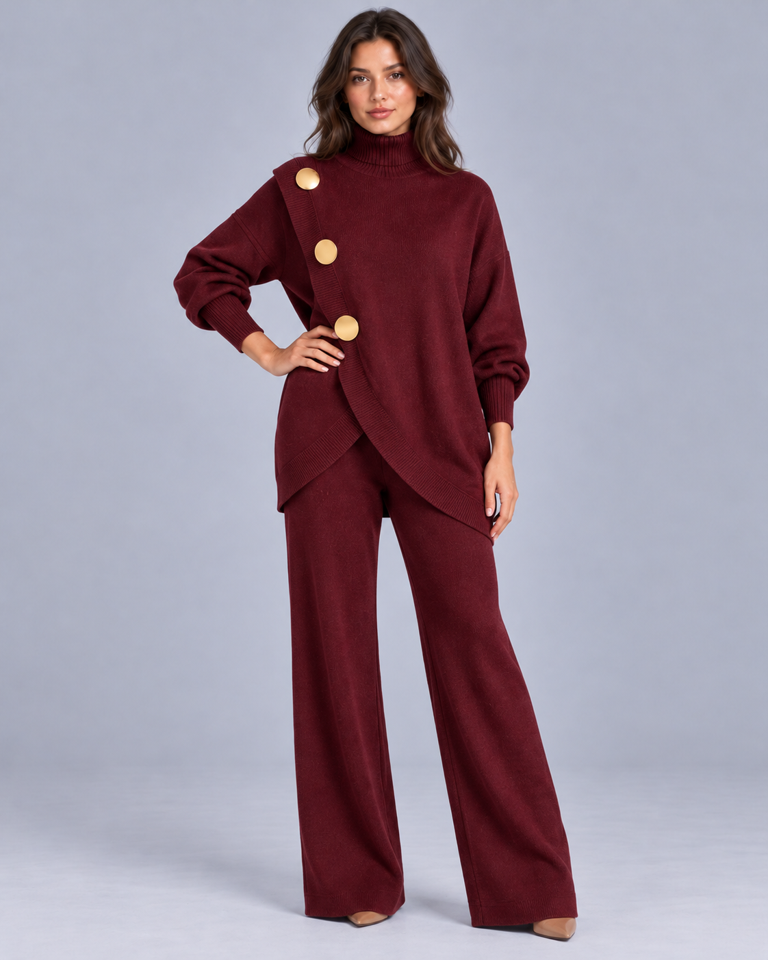 Women's Knitted Turtleneck Co-Ord Set