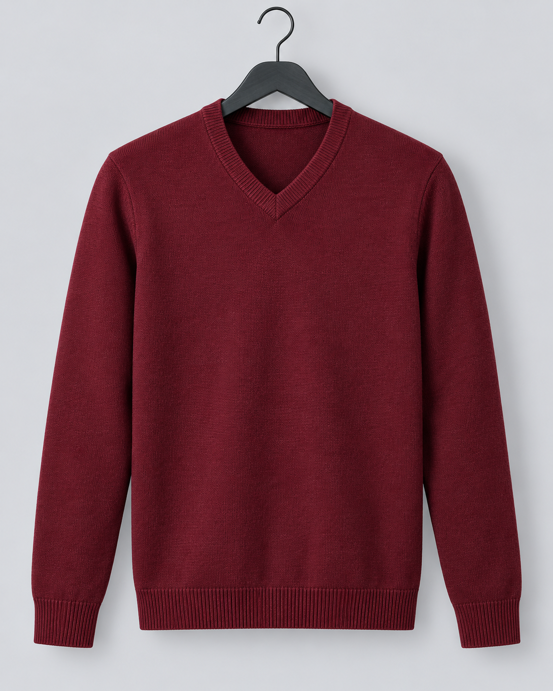Men's V-Neck Jumper – Soft Knit Long Sleeve Sweater, Relaxed Tailored Fit