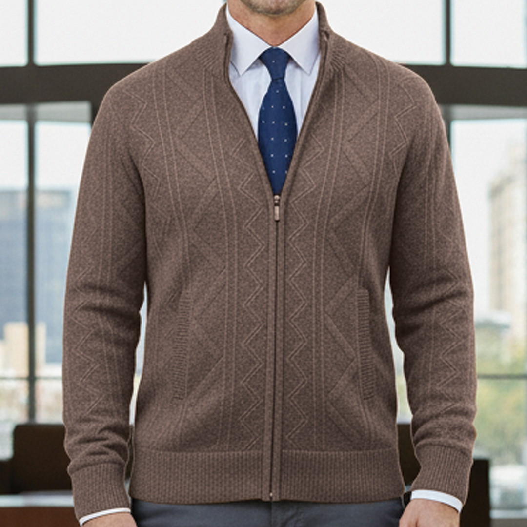 Men's Textured Zip Cardigan – Smart Knit, Tailored Fit