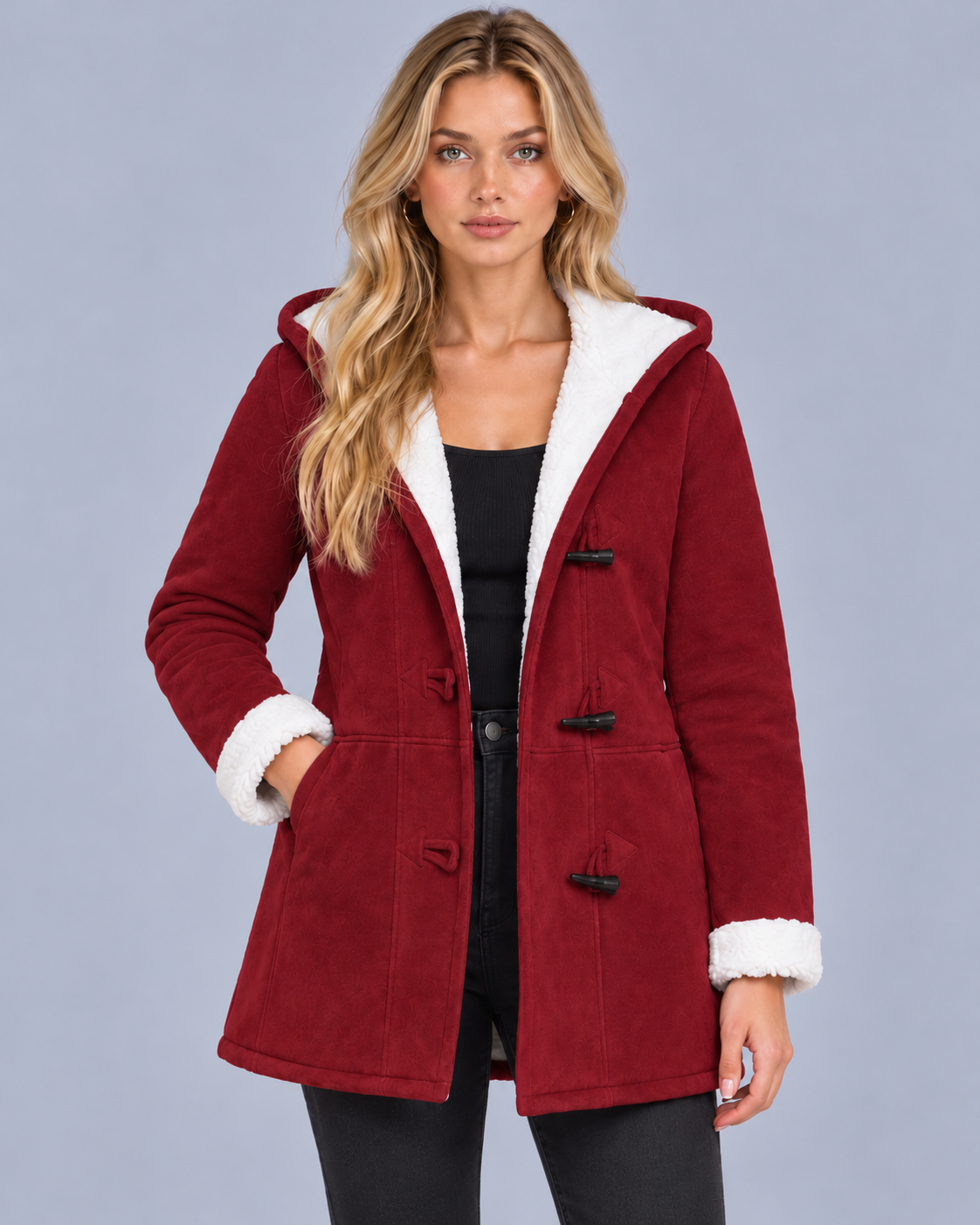 Women's Fleece Lined Toggle Coat – Cosy Winter Layer, Regular Fit