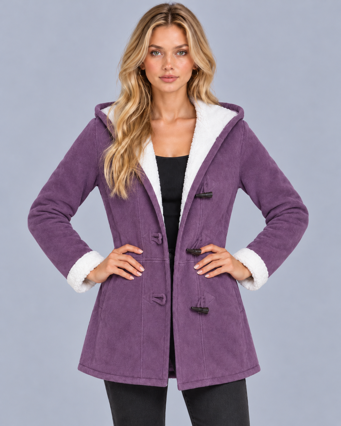 Women's Fleece Lined Toggle Coat – Cosy Winter Layer, Regular Fit