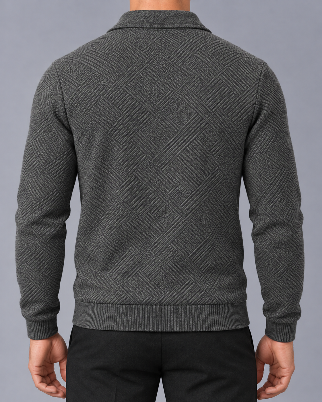 Men's Textured Zip-Up Jacket with Collar