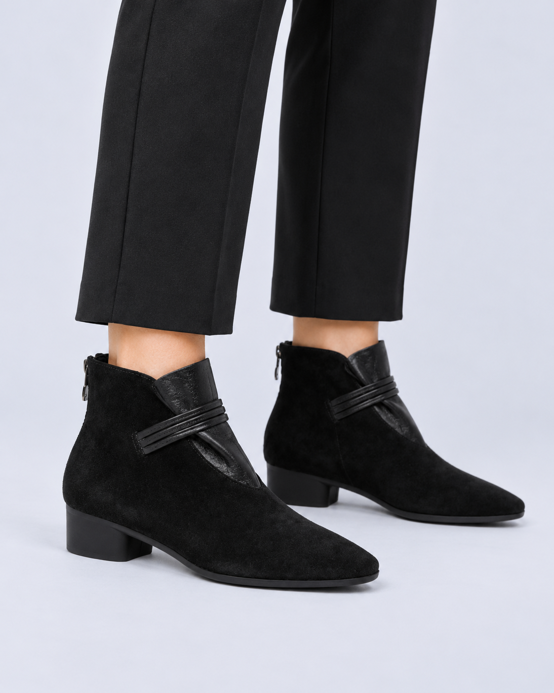 Women's Suede Ankle Boots with Block Heel