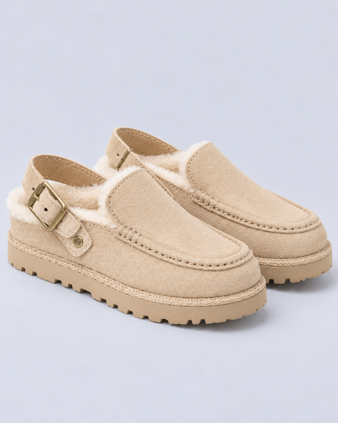 Women's Lined Faux Suede Buckle Clogs